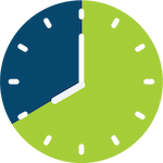 Graphic of a clock showing 8 hours elapsing