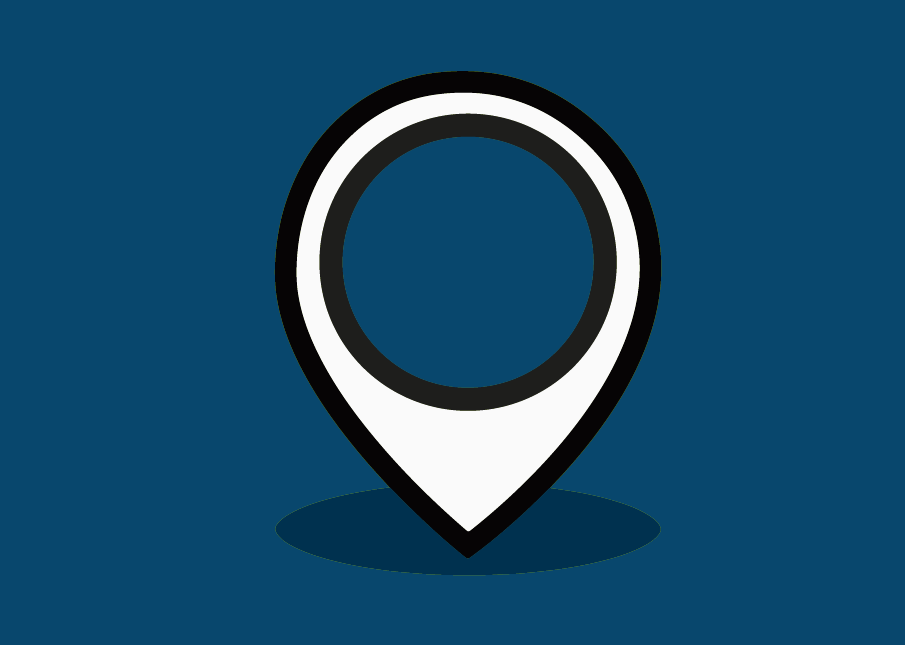 Location marker clipart image with blue background