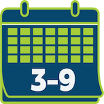 Graphic of a calendar with 3-9 in the middle