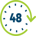 Image of a clock face with 48 in the middle